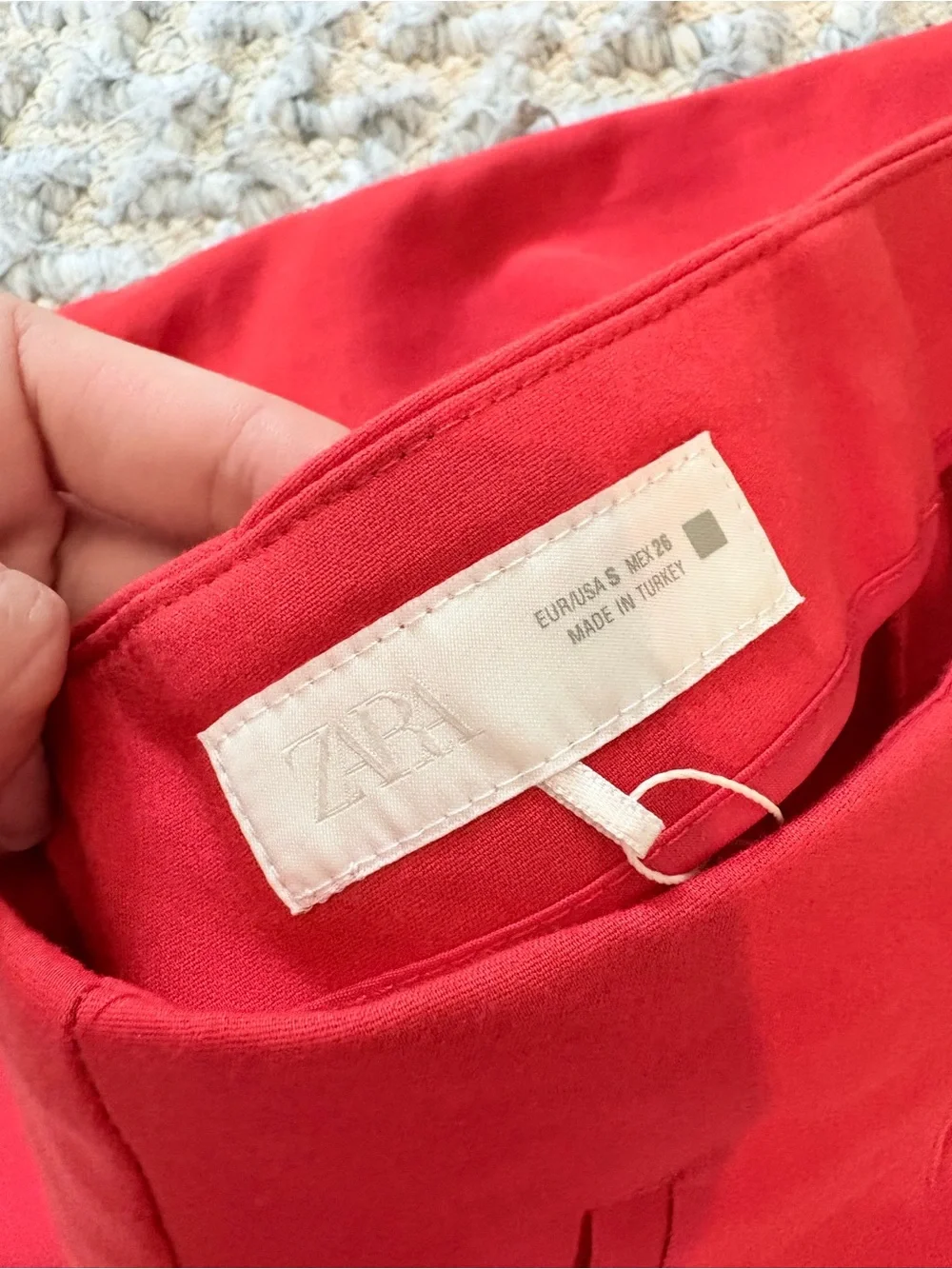 Zara Red High-Waist Tailored Shorts